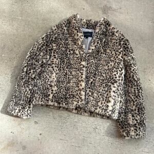 banana republic Leopard print faux fur jacket